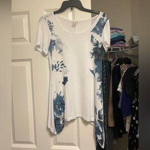 Flowy White and Blue Top